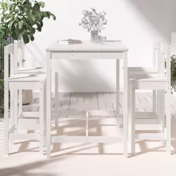 vidaXL Garden Bar Set Wooden Table and Chairs Pub Set 5 Piece Solid Wood Pine - white