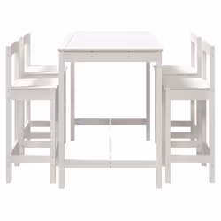 vidaXL Garden Bar Set Wooden Table and Chairs Pub Set 5 Piece Solid Wood Pine - white - Additional view 4
