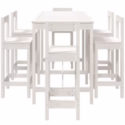 vidaXL Garden Bar Set Wooden Table and Chairs Pub Set 7 Piece Solid Wood Pine - white - Additional view 4