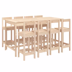 vidaXL Garden Bar Set Wooden Table and Chairs Pub Set 9 Piece Solid Wood Pine - brown