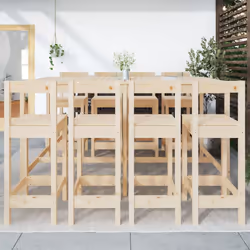 vidaXL Garden Bar Set Wooden Table and Chairs Pub Set 9 Piece Solid Wood Pine - brown