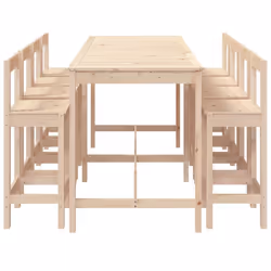 vidaXL Garden Bar Set Wooden Table and Chairs Pub Set 9 Piece Solid Wood Pine - brown - Additional view 4