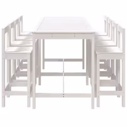 vidaXL Garden Bar Set Wooden Table and Chairs Pub Set 9 Piece Solid Wood Pine - white - Additional view 4