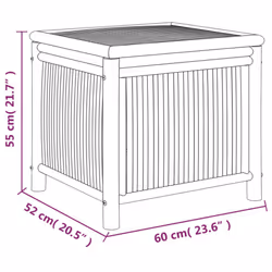 vidaXL Garden Storage Box Outdoor Cushion Tool Chest Pillow Blanket Box Bamboo - 60 x 52 x 55 cm