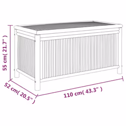 vidaXL Garden Storage Box Outdoor Cushion Tool Chest Pillow Blanket Box Bamboo - 110 x 52 x 55 cm - Additional view 7