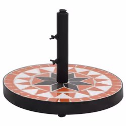 vidaXL Parasol Base 12 kg Outdoor Patio Umbrella Holder Garden Parasol Holder - terracotta and white, round