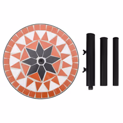 vidaXL Parasol Base 12 kg Outdoor Patio Umbrella Holder Garden Parasol Holder - terracotta and white, round - Additional view 4