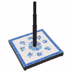 vidaXL Parasol Base 12 kg Outdoor Patio Umbrella Holder Garden Parasol Holder - blue and white, square
