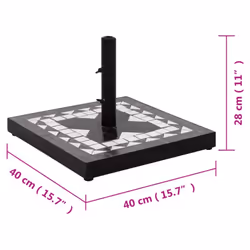 vidaXL Parasol Base 12 kg Outdoor Patio Umbrella Holder Garden Parasol Holder - black and white, square