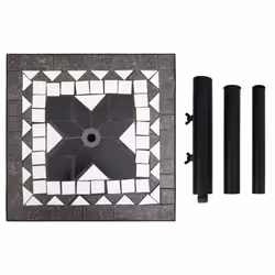 vidaXL Parasol Base 12 kg Outdoor Patio Umbrella Holder Garden Parasol Holder - black and white, square - Additional view 4