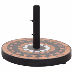 vidaXL Parasol Base 12 kg Outdoor Patio Umbrella Holder Garden Parasol Holder - terracotta and black, round