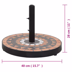 vidaXL Parasol Base 12 kg Outdoor Patio Umbrella Holder Garden Parasol Holder - terracotta and black, round - Additional view 6