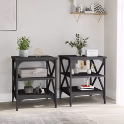 vidaXL 1/2x TV Cabinet Engineered Wood TV Console Unit Multi Colours/Sizes - black, 40 x 42 x 50 cm/ 2 pcs - Additional view 2