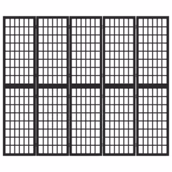 vidaXL Folding 6-Panel Room Divider Japanese Style Shoji Multi Colours/Sizes - black, 200 x 170 cm