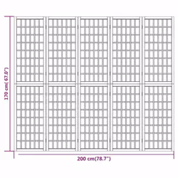 vidaXL Folding 6-Panel Room Divider Japanese Style Shoji Multi Colours/Sizes - black, 200 x 170 cm