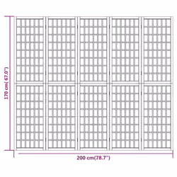 vidaXL Folding 6-Panel Room Divider Japanese Style Shoji Multi Colours/Sizes - brown, 200 x 170 cm - Additional view 6