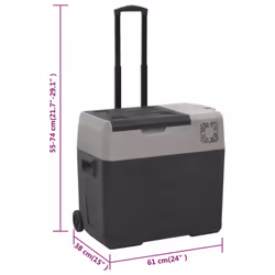 vidaXL Cool Box with Wheel and Handle Cooler Box 25 L Black and Grey PP and PE - 50 L