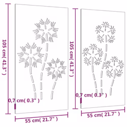 vidaXL Garden Wall Decoration Wall Art Decors 2pcs Corten Steel Flower Design