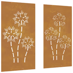 vidaXL Garden Wall Decoration Wall Art Decors 2pcs Corten Steel Flower Design - Additional view 4