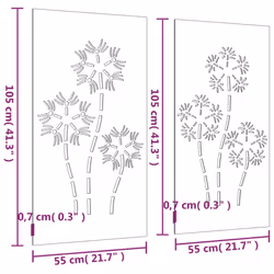 vidaXL Garden Wall Decoration Wall Art Decors 2pcs Corten Steel Flower Design - Additional view 5
