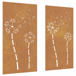 vidaXL Garden Wall Decoration Wall Art Decors 2pcs Corten Steel Flower Design