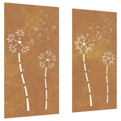 vidaXL Garden Wall Decoration Wall Art Decors 2pcs Corten Steel Flower Design