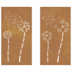 vidaXL Garden Wall Decoration Wall Art Decors 2pcs Corten Steel Flower Design - Additional view 5