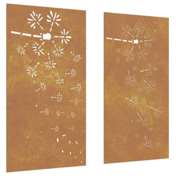 vidaXL Garden Wall Decoration Wall Art Decors 2pcs Corten Steel Flower Design