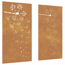 vidaXL Garden Wall Decoration Wall Art Decors 2pcs Corten Steel Flower Design