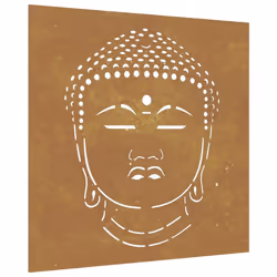 vidaXL Garden Wall Decoration Wall Art Decor Corten Steel Buddha Head Design