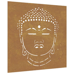 vidaXL Garden Wall Decoration Wall Art Decor Corten Steel Buddha Head Design