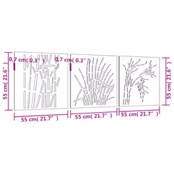 vidaXL Garden Wall Decoration Wall Art Decors 3 pcs Corten Steel Grass Design