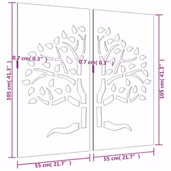 vidaXL Garden Wall Decoration Wall Art Decors 2 pcs Corten Steel Tree Design