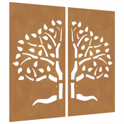 vidaXL Garden Wall Decoration Wall Art Decors 2 pcs Corten Steel Tree Design - Additional view 4