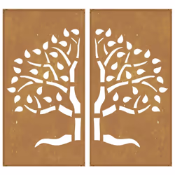 vidaXL Garden Wall Decoration Wall Art Decors 2 pcs Corten Steel Tree Design - Additional view 5