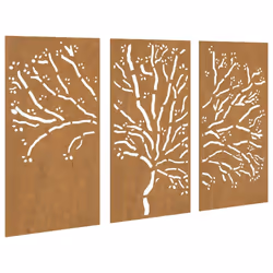 vidaXL Garden Wall Decorations Wall Ornament 3 pcs Corten Steel Tree Design - Additional view 2