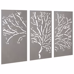 vidaXL Garden Wall Decorations Wall Ornament 3 pcs Corten Steel Tree Design - Additional view 3