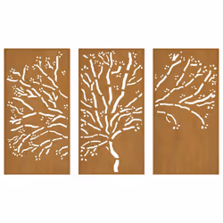 vidaXL Garden Wall Decorations Wall Ornament 3 pcs Corten Steel Tree Design - Additional view 5
