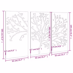 vidaXL Garden Wall Decorations Wall Ornament 3 pcs Corten Steel Tree Design - Additional view 8