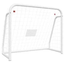 vidaXL Football Goal with Net White Steel Outdoor Soccer Training Equipment - 125 x 96 x 60 cm