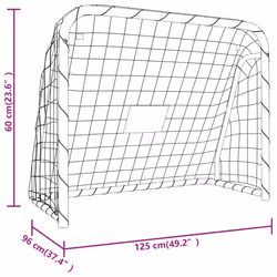 vidaXL Football Goal with Net White Steel Outdoor Soccer Training Equipment - 125 x 96 x 60 cm