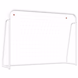 vidaXL Football Goal with Net White Steel Outdoor Soccer Training Equipment - 214 x 75 x 152 cm