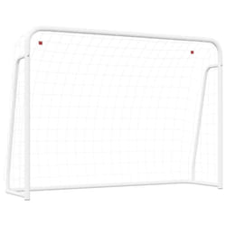 vidaXL Football Goal with Net White Steel Outdoor Soccer Training Equipment - 214 x 75 x 152 cm