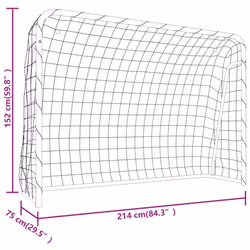 vidaXL Football Goal with Net White Steel Outdoor Soccer Training Equipment - 214 x 75 x 152 cm