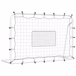 vidaXL Football Net Rebounder Football Goal Net White and Black Steel and PE