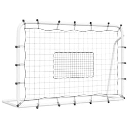 vidaXL Football Net Rebounder Football Goal Net White and Black Steel and PE