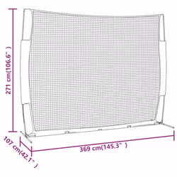 vidaXL Portable Baseball Net Practice Net Red and Black Steel and Polyester - Additional view 6