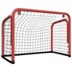 vidaXL Hockey Goal with Net Hockey Training Red and Black Steel and Polyester
