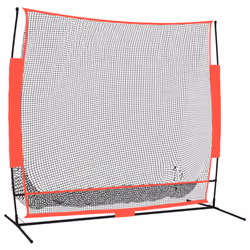 vidaXL Portable Baseball Net Black and Red 215x107x216 cm Polyester Sports Net