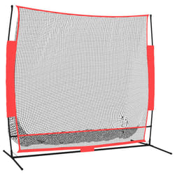 vidaXL Portable Baseball Net Black and Red 215x107x216 cm Polyester Sports Net